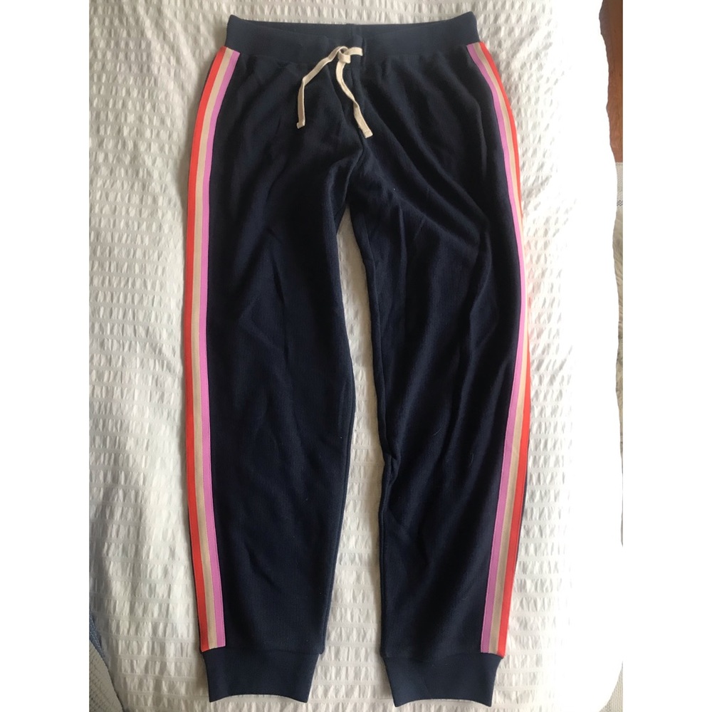 J. Crew navy retro striped joggers 💫 🌈